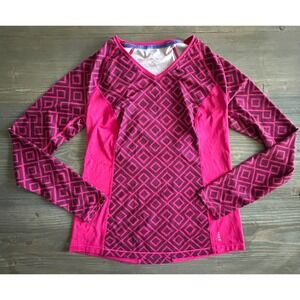 Land's End Pink Diamond Print Longsleeve Pullover Athletic Top‎ - Womens Size XS
